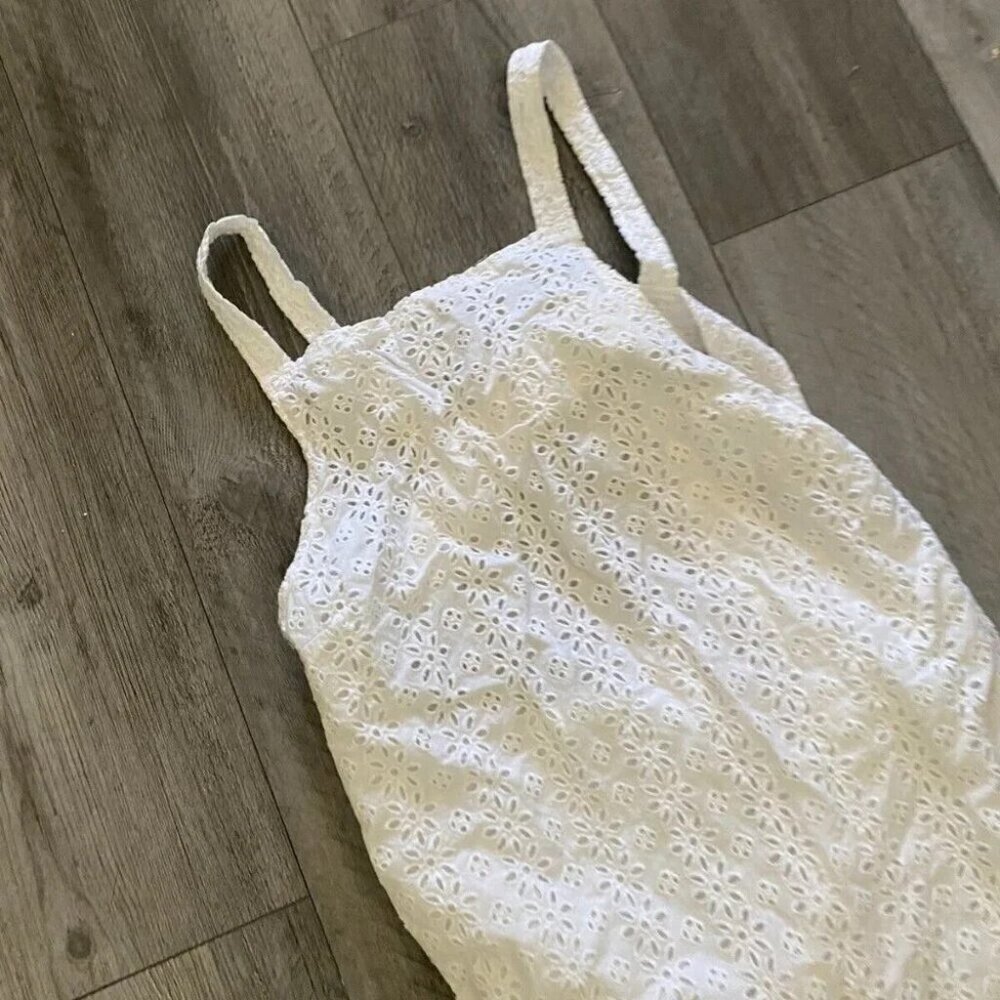 ASOS Design Broderie Buckle Back Midi Sun Dress White Size 4